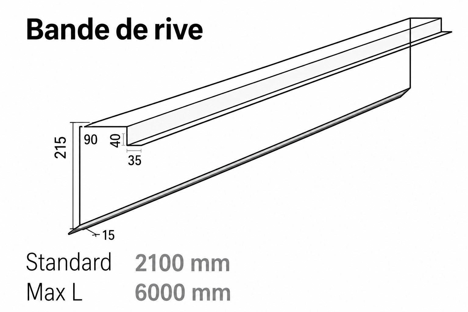 Bande de rive sur mur NCN4 - L 2100 mm RAL8012